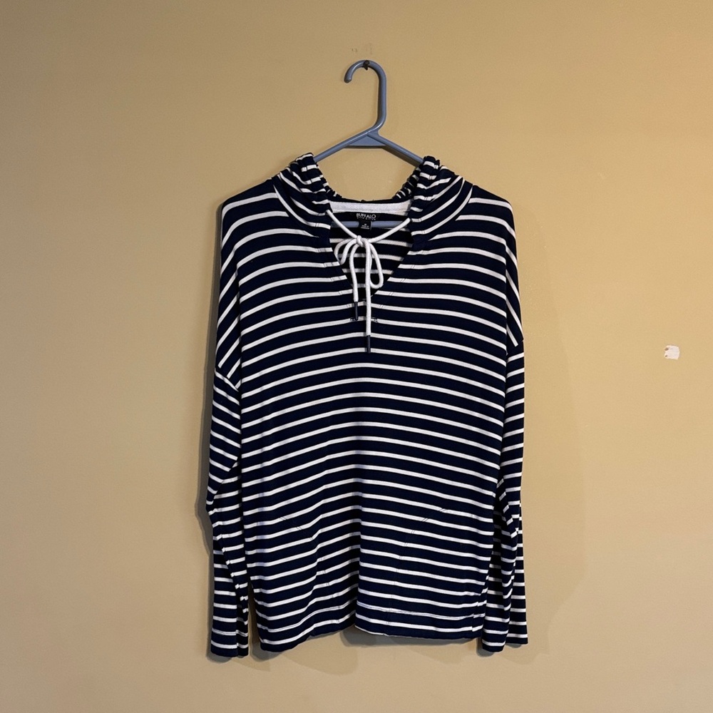 Buffalo David Bitton Striped‎ Navy and White Pullover